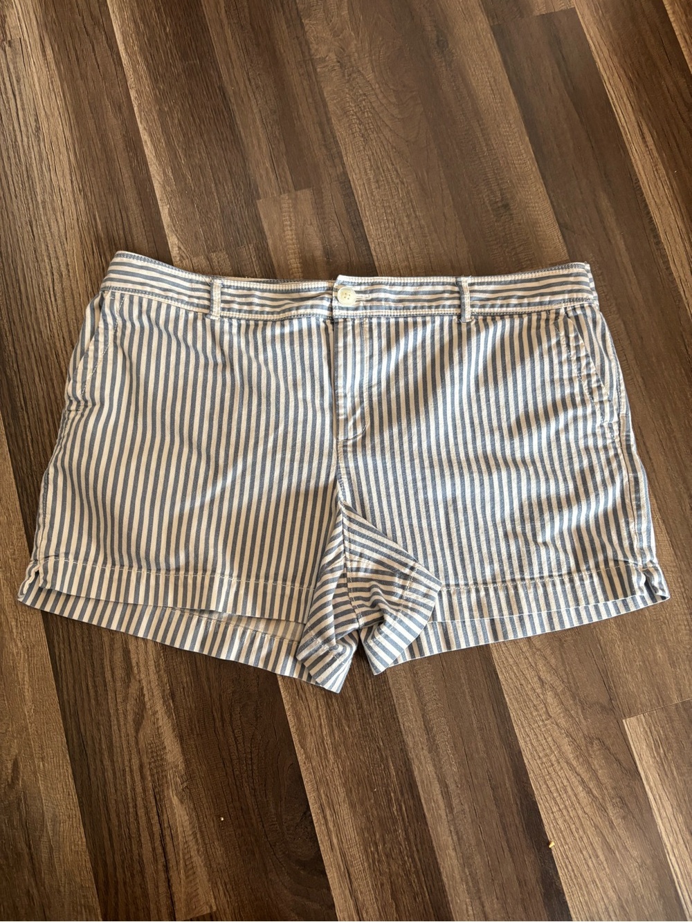LOFT white and blue striped shorts